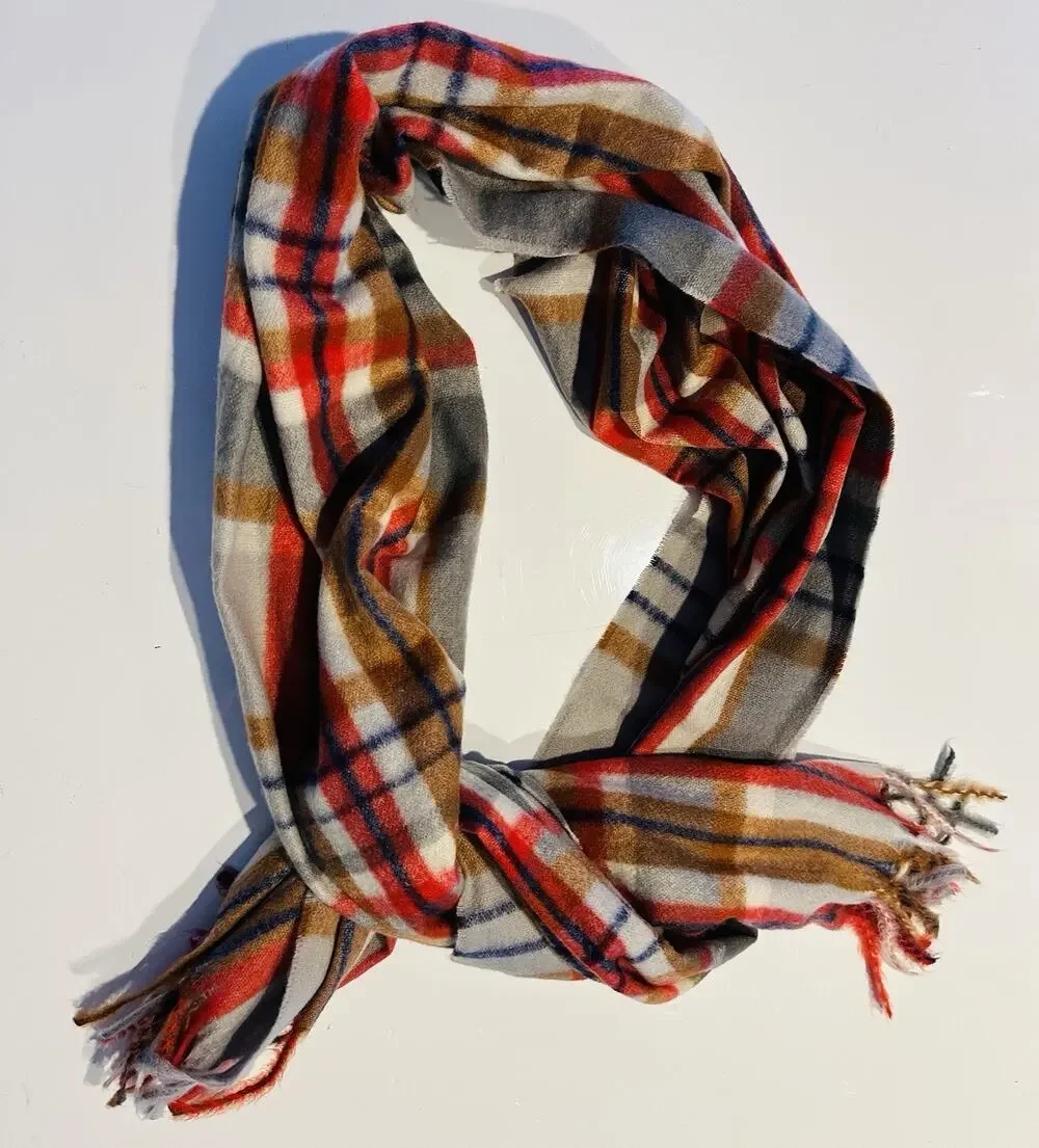 Women’s Plaid Style Scarf Lightweight Blanket w/Fringe Luxury Cozy Glam Winter